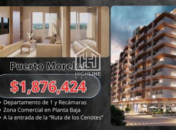 Departamento · 53m² · 1 Recámara · 1 Estacionamiento · Departamento en Venta Ubicado en Puerto Morelos a 7 Min del Mar