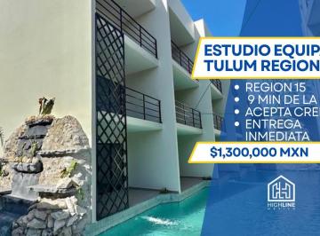 Departamento · 50m² · 1 Recámara · 1 Estacionamiento · Departamento en Venta Tulum Región 15 | 50 m² | Diseño Biofílico | Vista Alberca | 10 Min Playa | Aca