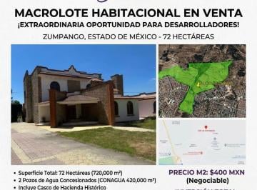 Terreno / Lote · 720000m² · 72 Hectáreas en Zumpango | Listas Para Desarrollar y Escrituradas