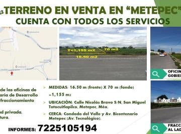 Terreno comercial , Metepec · Terreno en Metepec Super Ubicado