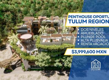 Departamento · 88m² · 1 Recámara · 1 Estacionamiento · Penthouse en Venta, Tulum Region 15, 1 Recamara, 1 Baño, Estancia, Cocina. Terraza, Plunge Pool.
