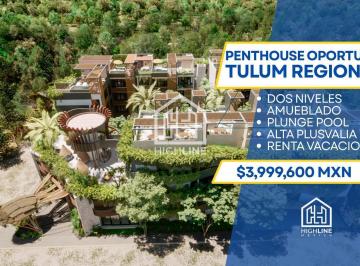 Departamento · 88m² · 1 Recámara · 1 Estacionamiento · Penthouse en Venta, Tulum Region 15, 1 Recamara, 1 Baño, Estancia, Cocina. Terraza, Plunge Pool.