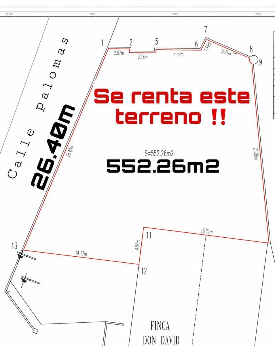 Terreno en Renta Tepic – Zona Lago David | 552 m&sup2; | $35,000/mes