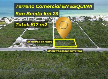 Terreno / Lote , Dzemul · Terreno Comercial con 50 m Sobre Av, en Esquina. Playa San Benito Km 23.