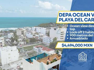 Departamento · 56m² · 2 Recámaras · 1 Estacionamiento · Departamento en Venta Ocean View Playa del Carmen,2 Recamas, Lock Off, Rooftop Alberca, Llave en Mano