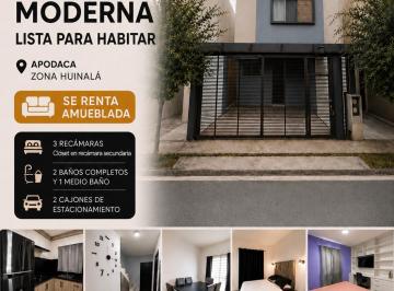 Casa de 3 habitaciones, Apodaca · Casa Renta Amueblada - Apodaca Huinala