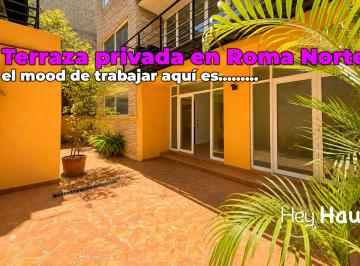 Oficina , Cuauhtémoc · Oficina en Renta en La Roma Norte + Terraza Privada