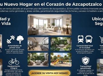 Departamento de 2 habitaciones, Azcapotzalco · En 1er Piso con Elevador, a Av Aquiles Serdán