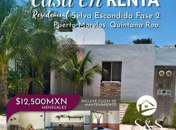 Casa de 2 habitaciones, Puerto Morelos · Casa en Renta en Selva Escondida Puerto Morelos