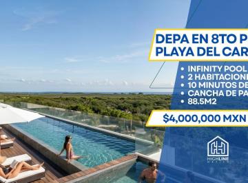 Departamento · 88m² · 2 Recámaras · 1 Estacionamiento · Departamento en Venta en Playa del Carmen Alta Plusvalia Piso 8, 2 Habitaciones, 2.5 Baños, Rooftop.