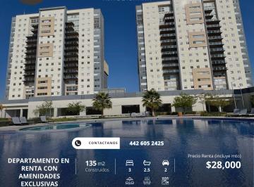 Departamento de 3 habitaciones, Querétaro · Departamento Amueblado de 3 Recámaras en Juriquilla
