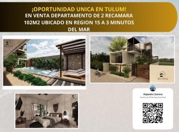 Departamento · 102m² · 2 Recámaras · 1 Estacionamiento · Departamento de 2 Recamaras en Venta Ubicado en Tulum Region 15