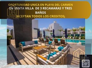 Villa · 157m² · 3 Recámaras · 2 Estacionamientos · Venta de Casa de Tres Recamaras Ubicada a 10 Minutos del Mar en Playa del Carmen