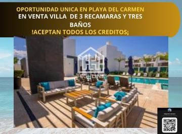 Villa · 157m² · 3 Recámaras · 2 Estacionamientos · Venta de Casa de Tres Recamaras Ubicada a 10 Minutos del Mar en Playa del Carmen