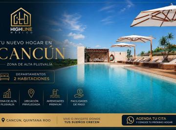 Departamento · 91m² · 2 Recámaras · 1 Estacionamiento · Departamento en Venta en Cancun Zona Sur de 2 Habitaciones con Alberca y Rooftop