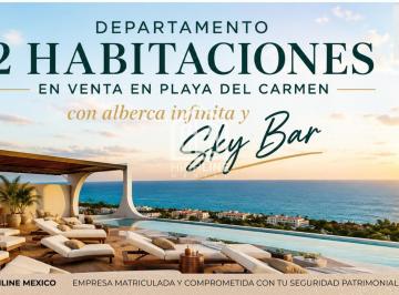 Departamento · 36m² · 1 Recámara · Departamento 2 Habitaciones en Venta en Playa del Carmen con Alberca Infinita y Sky Bar Vista Al Mar