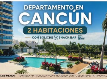 Departamento · 80m² · Departamento en Venta en Cancún 2 Habitaciones con Boliche y Snack Bar Av Huayacan Spa Gym