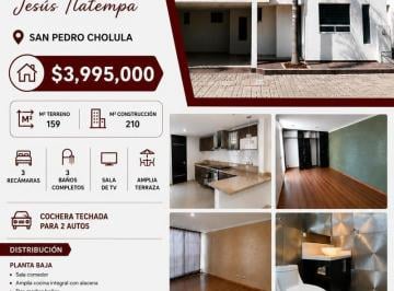 Casa · 210m² · 3 Recámaras · 2 Estacionamientos · Venta Casa en San Pedro Cholula Puebla, Puebla