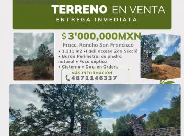 Terreno / Lote · 1211m² · Exclusivos Terrenos en Venta. Fraccionamiento Campestre Rancho San Francisco.