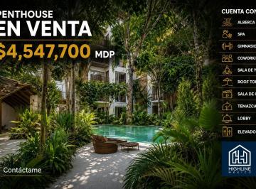 Departamento · 101m² · 1 Recámara · Penthouse en Venta 1 Habitacion en Tulum con Alberca Coworking Gimnasio Spa Temazcal Sala de Yoga