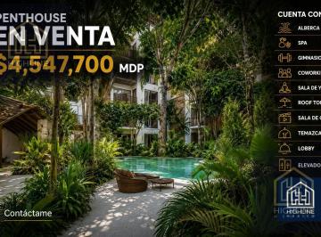 Departamento · 101m² · 1 Recámara · Penthouse en Venta 1 Habitacion en Tulum con Alberca Coworking Gimnasio Spa Temazcal Sala de Yoga
