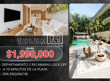 Departamento · 60m² · 2 Recámaras · 1 Estacionamiento · En Venta Departamento de Dos Recamaras Ubicado en Tulum a 5 Minutos del Mar