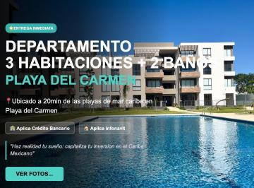 Departamento · 95m² · 3 Recámaras · 1 Estacionamiento · Escritura Inmediata, 3 Recamras, 2 Baños, Departamento en Venta, Playa del Carmen