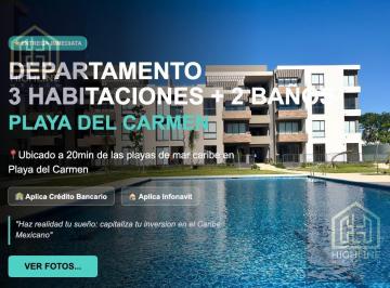 Departamento · 95m² · 3 Recámaras · 1 Estacionamiento · Escritura Inmediata, 3 Recamras, 2 Baños, Departamento en Venta, Playa del Carmen