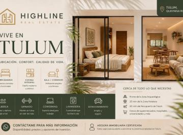 Departamento · 60m² · 2 Recámaras · 1 Estacionamiento · Departamento de 2 Recámaras en Venta en Tulum Ubicación Estratégica y Gran Plusvalía
