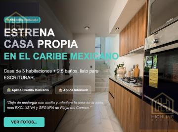 Casa · 130m² · 3 Recámaras · 2 Estacionamientos · Casa en Venta, 3 Recamaras, 2.5 Baños, 2 Niveles, Amenidades, Playa del Carmen, Infonavit