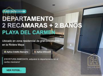 Departamento · 60m² · 2 Recámaras · 1 Estacionamiento · 2 Recamaras en Venta, Escritura Inmediata, Amenidades, Playa del Carmen, Infonavit