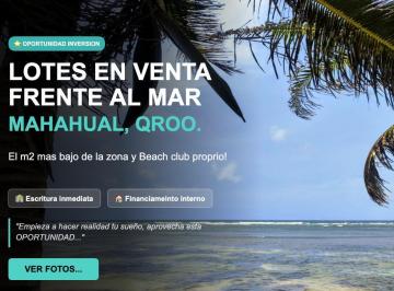 Terreno / Lote · 1389m² · Terrenos Frente Al Mar, Mahahual, Macrolotes, Condo Boutique, Amenidades, Financiameinto