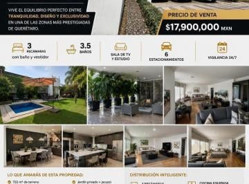 Casa · 450m² · 3 Recámaras · 6 Estacionamientos · Venta de Casa en Jurica Regency Villas Queretaro