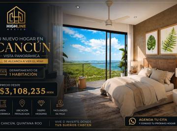 Departamento · 58m² · 1 Recámara · Departamento en Cancún Centro en Venta de 1 Habitacion con Vista Panoramica a La Laguna y El Mar