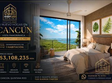 Departamento · 58m² · 1 Recámara · Departamento en Cancún Centro en Venta de 1 Habitacion con Vista Panoramica a La Laguna y El Mar