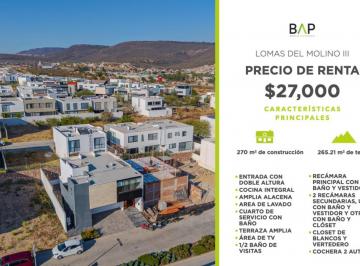 Casa de 4 habitaciones, León · Casa con 265 m² Superficie de Terreno, 4 Recámaras en Renta en Residencial El Molino