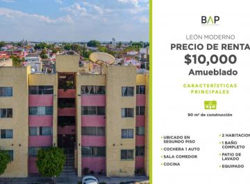 Departamento de 2 habitaciones, León · Departamento de 90 m² con 2 Recámaras en Renta en León Moderno. Ubicado en El Segundo Piso.