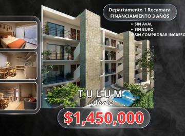 Departamento · 40m² · 1 Recámara · 1 Estacionamiento · Apartamento en Venta Ubicado en Tulum a 10 Minutos del Mar
