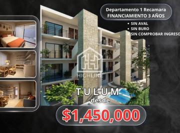 Departamento · 40m² · 1 Recámara · 1 Estacionamiento · Apartamento en Venta Ubicado en Tulum a 10 Minutos del Mar