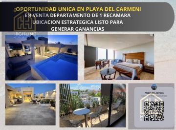 Departamento · 44m² · 1 Recámara · 1 Estacionamiento · Venta de Departamento Equipado y Amueblado Ubicado en Playa del Carmen a