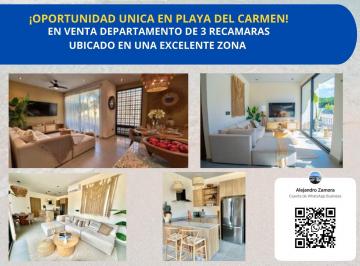 Departamento · 90m² · 3 Recámaras · 1 Estacionamiento · Departamento en Venta Ubicado en Playa del Carmen a 3 Minutos del Mar