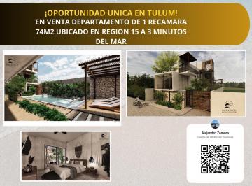 Departamento · 73m² · 1 Recámara · 1 Estacionamiento · Departamento en Venta Ubicado en Tulum a 3 Minutos del Mar