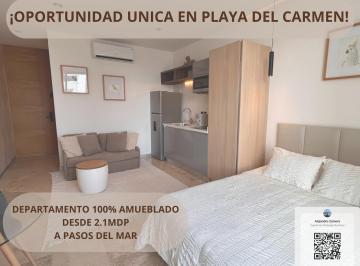 Departamento · 32m² · 1 Recámara · 1 Estacionamiento · Departamento en Venta Amueblado Ubicado en Playa del Carmen a Pasos del Mar