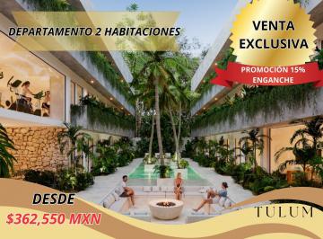 Departamento · 60m² · 2 Recámaras · 1 Estacionamiento · Departamento 2 Recamaras en Tulum con Alberca a 5 Min del Centro Comercial