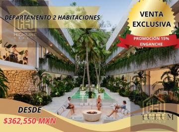 Departamento · 60m² · 2 Recámaras · 1 Estacionamiento · Departamento 2 Recamaras en Tulum con Alberca a 5 Min del Centro Comercial