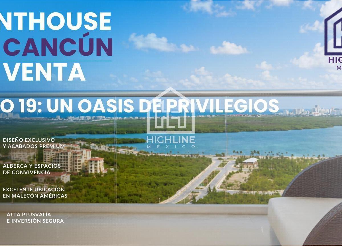 Departamento Penthouse de 3 Recamaras en Venta en Cancun/vista Panoramica Al Mar/alta Plusvalía