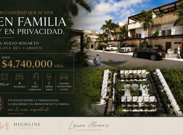Casa · 192m² · 4 Recámaras · 2 Estacionamientos · Casa en Venta en Playa del Carmen 4 Recámaras Completamente Equipada con Cochera Techada y Seguridad