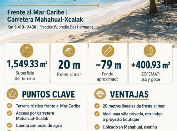 Terreno / Lote , Othón P. Blanco · 20 m de Ancho Frente Al Mar