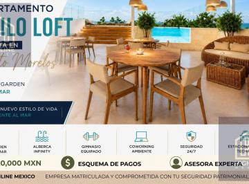 Departamento · 45m² · 1 Recámara · 1 Estacionamiento · Departamento Tipo Loft en Venta en Puerto Morelos con Rooftop con Vista Al Mar, Alberca y Jacuzzi