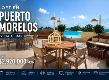 Departamento · 45m² · 1 Recámara · 1 Estacionamiento · Departamento Tipo Loft en Venta en Puerto Morelos con Rooftop con Vista Al Mar, Alberca y Jacuzzi